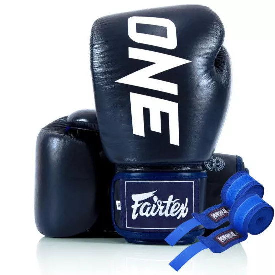 Боксерские перчатки Fairtex BGV1-ONE Blue 10 унций (бинты в комплекте)