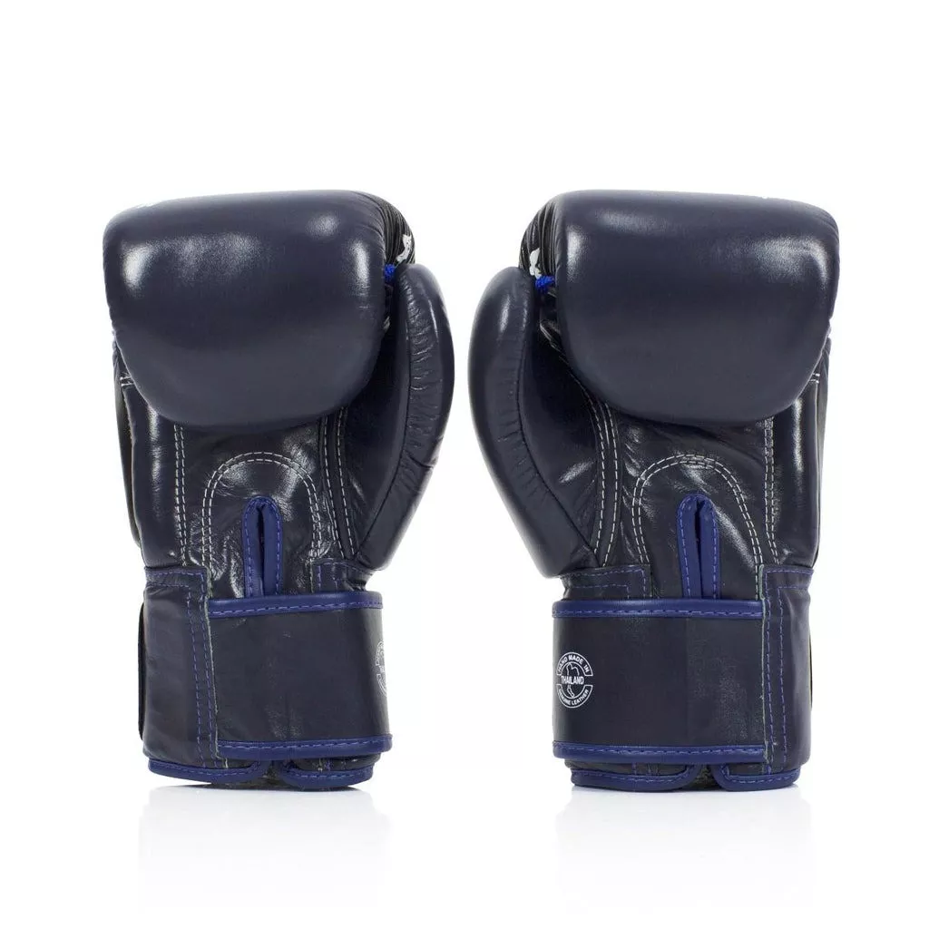 Боксерські рукавиці Fairtex BGV1 Nation Print Blue 10 унцій (бинти в комплекті)