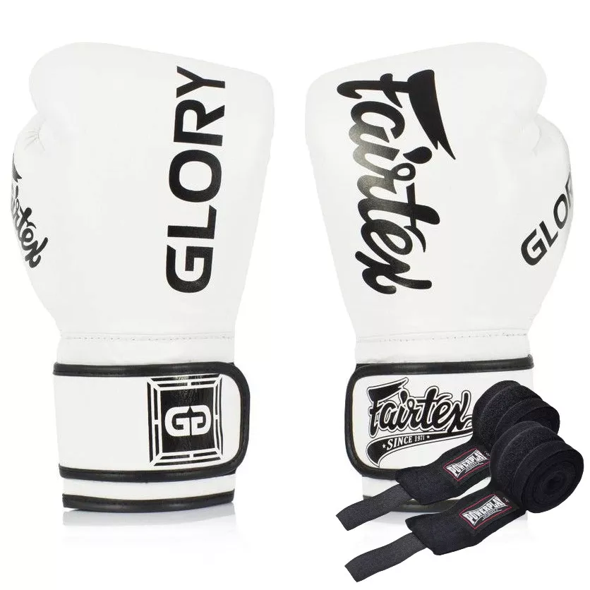 Боксерские перчатки Fairtex BGVG1 White 10 унций (бинты в комплекте)