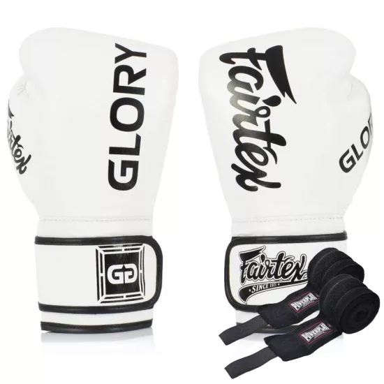 Боксерские перчатки Fairtex BGVG1 White 10 унций (бинты в комплекте)