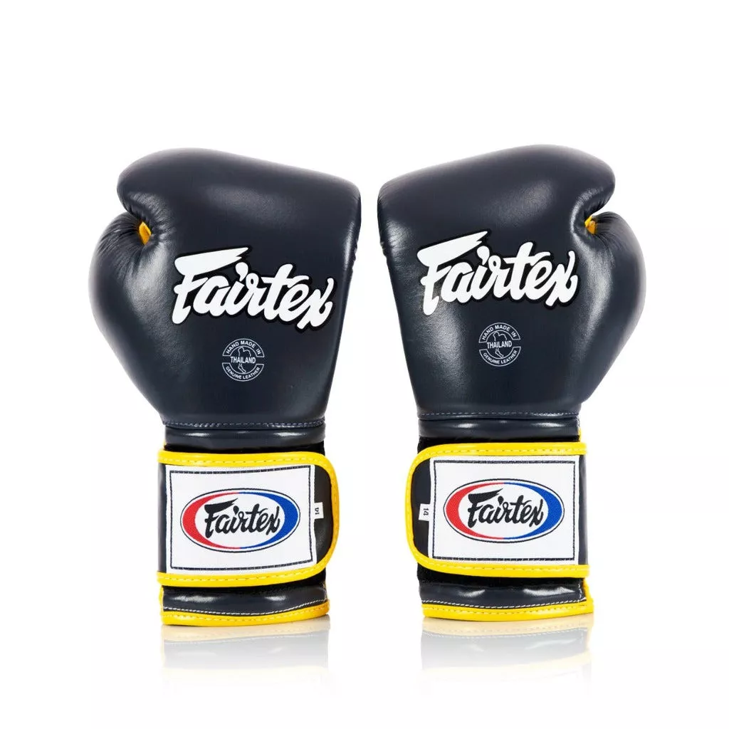 Боксерские перчатки Fairtex BGV9 Mexican Blue/Yellow 10 унций (бинты в комплекте)