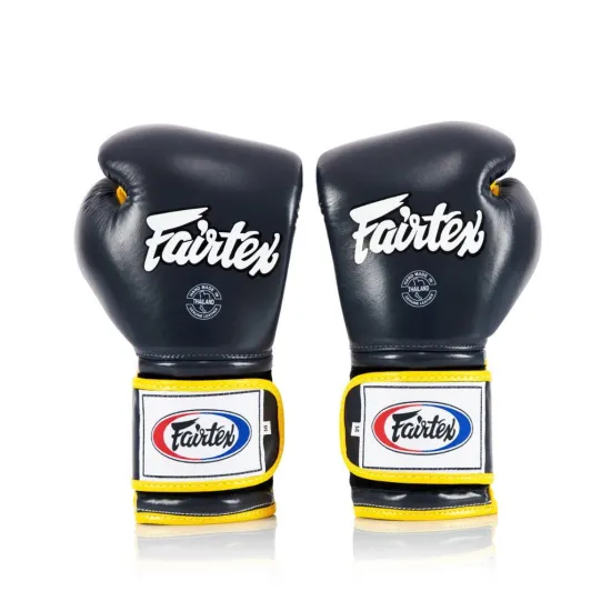 Боксерские перчатки Fairtex BGV9 Mexican Blue/Yellow 10 унций (бинты в комплекте)