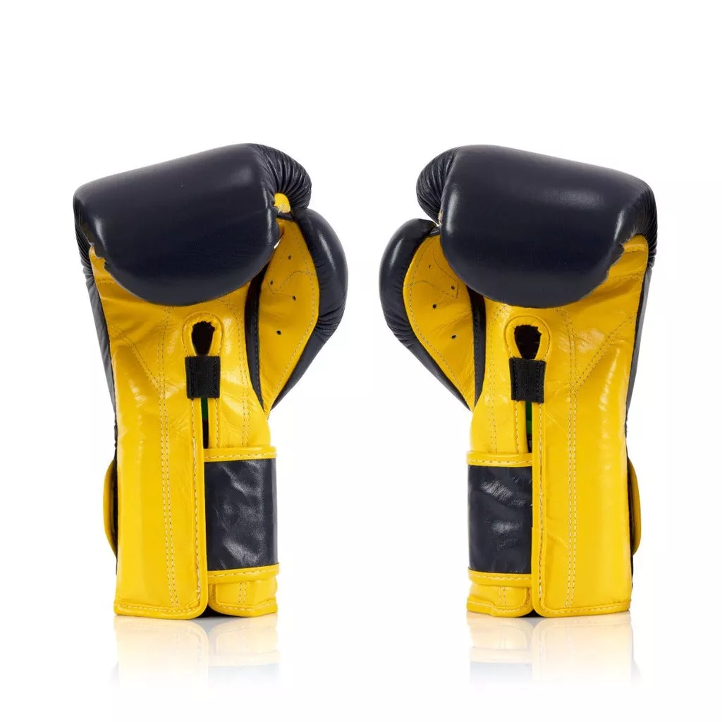 Боксерские перчатки Fairtex BGV9 Mexican Blue/Yellow 10 унций (бинты в комплекте)