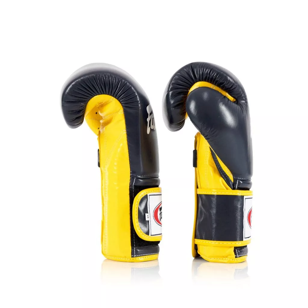 Боксерские перчатки Fairtex BGV9 Mexican Blue/Yellow 10 унций (бинты в комплекте)
