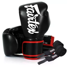 Боксерские перчатки Fairtex BGV14 Black 10 унций (бинты в комплекте)