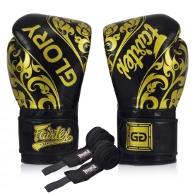Боксерские перчатки Fairtex BGVG2 Velcro Black 12 унций (бинты в комплекте)