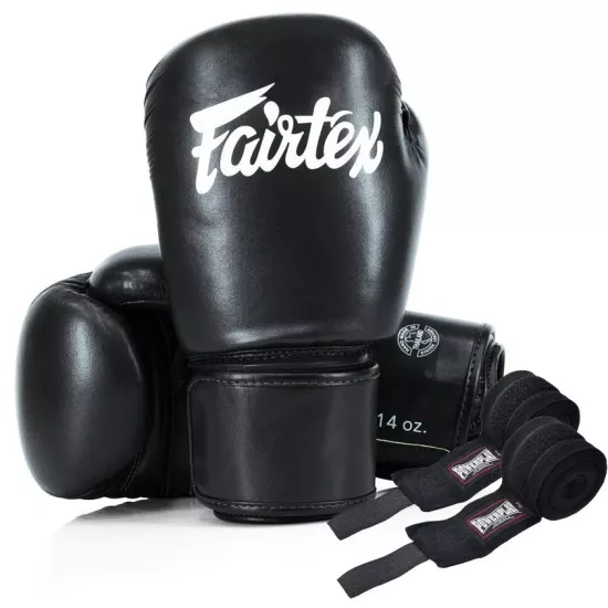 Боксерские перчатки Fairtex BGV27 Black 10 унций (бинты в комплекте)