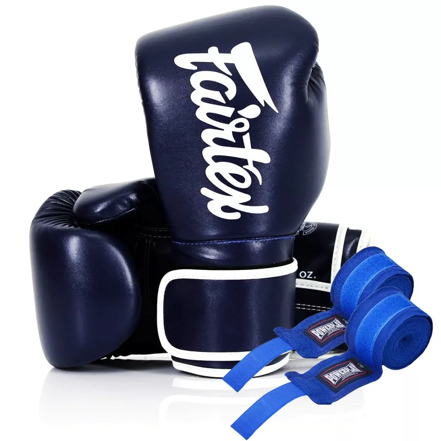 Боксерские перчатки Fairtex BGV14 Blue 10 унций (бинты в комплекте)