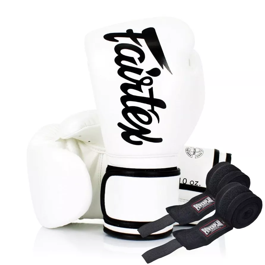 Боксерские перчатки Fairtex BGV14 White 10 унций (бинты в комплекте)