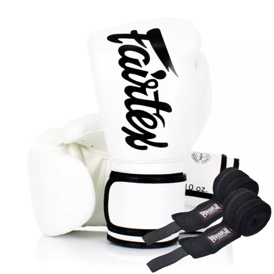 Боксерские перчатки Fairtex BGV14 White 10 унций (бинты в комплекте)