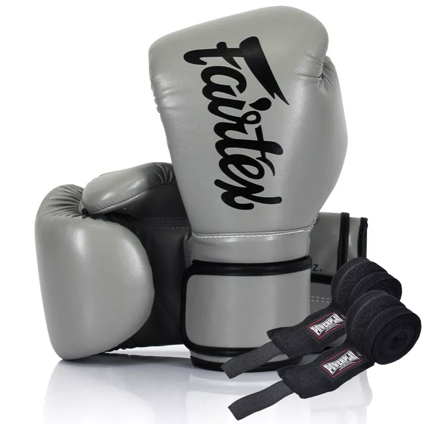 Боксерские перчатки Fairtex BGV14 Grey 10 унций (бинты в комплекте)