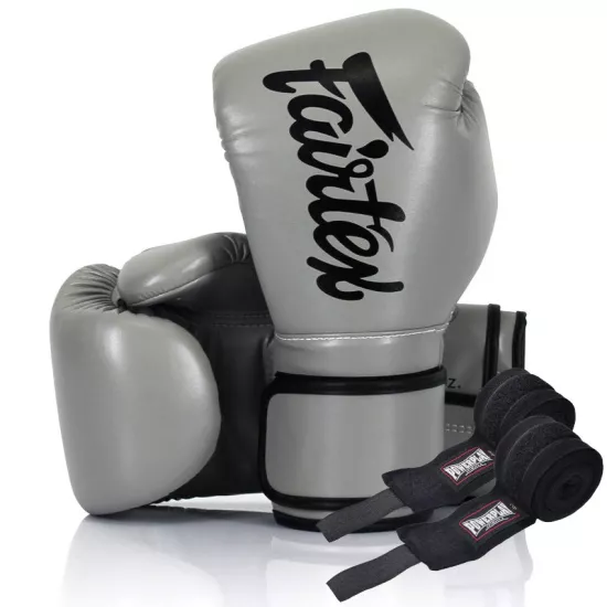 Боксерские перчатки Fairtex BGV14 Grey 10 унций (бинты в комплекте)