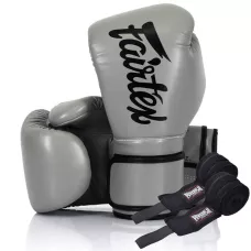 Боксерские перчатки Fairtex BGV14 Grey 12 унций (бинты в комплекте)