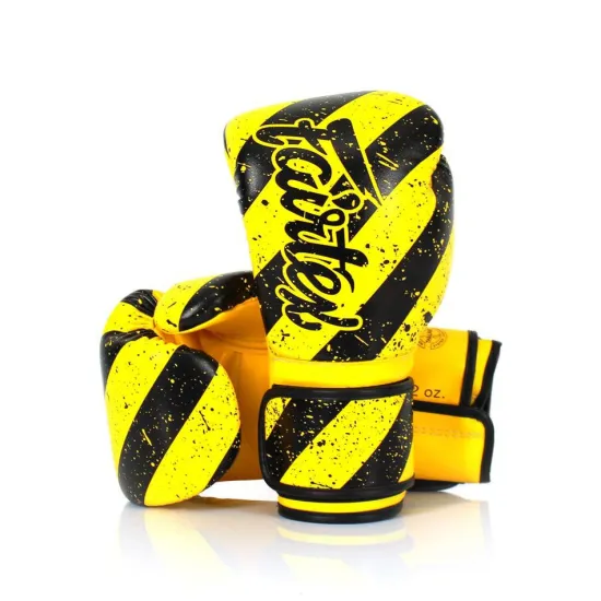 Боксерские перчатки Fairtex BGV14Y Yellow/Black 10 унций (бинты в комплекте)