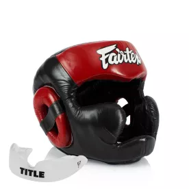 Боксерский шлем Fairtex HG13 Full Cover Black/Red-M