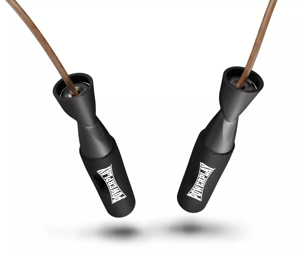 Скакалка кожаная PowerPlay 4214 Leather Jump Rope Черная 2.75 см.