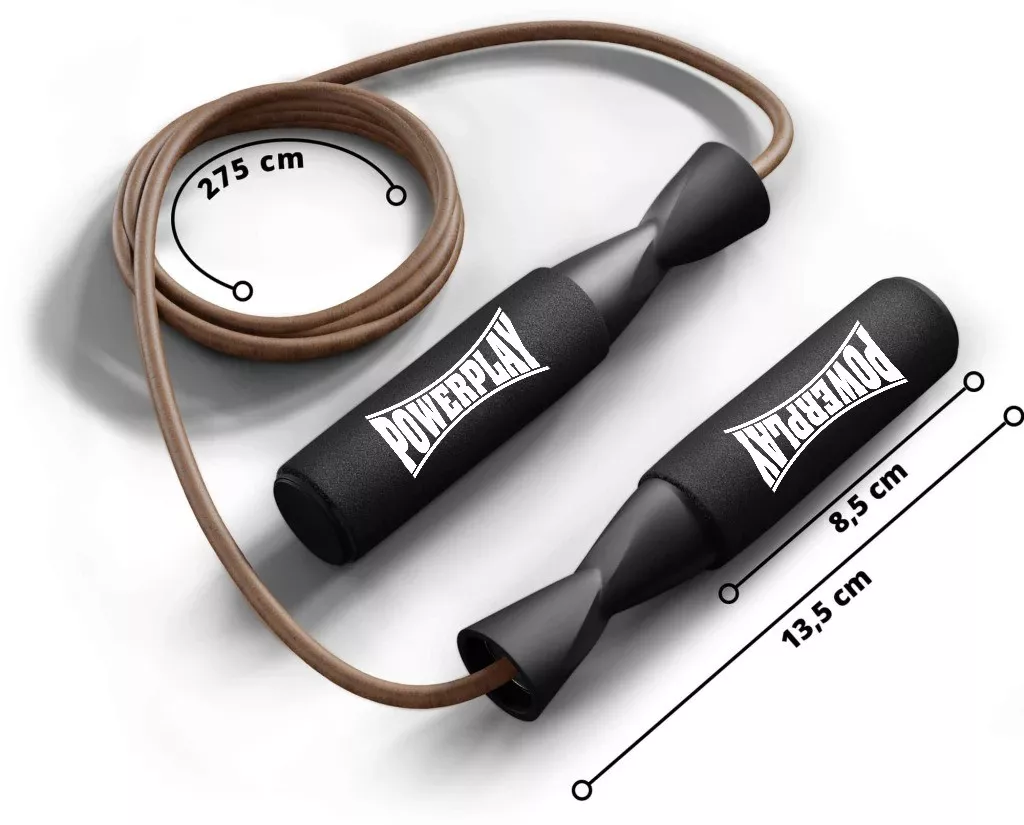 Скакалка кожаная PowerPlay 4214 Leather Jump Rope Черная 2.75 см.