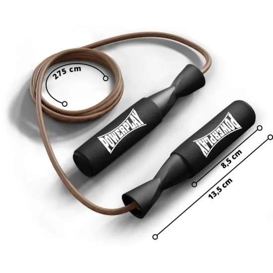 Скакалка кожаная PowerPlay 4214 Leather Jump Rope Черная 2.75 см.