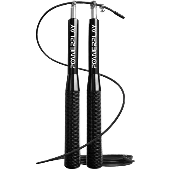 Скакалка швидкісна на підшипниках алюмінієва PowerPlay 4207 Elite Jump Rope Чорна (3m.)