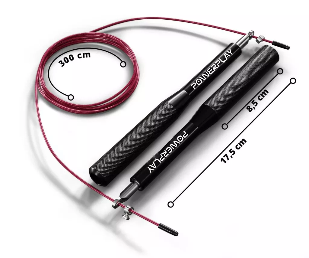 Скакалка скоростная на подшипниках алюминиевая PowerPlay 4207 Elite Jump Rope Черная (3m.)