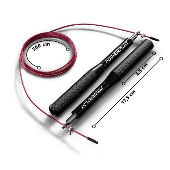 Скакалка швидкісна на підшипниках алюмінієва PowerPlay 4207 Elite Jump Rope Чорна (3m.)