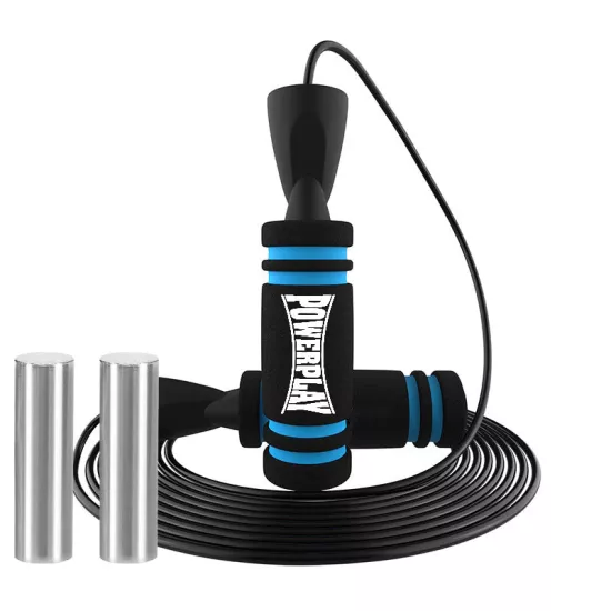 Скакалка швидкісна з обтяжувачами PowerPlay 4212 X ROPE Чорно/Синя (120г*2) 3м.