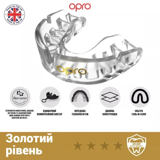 Капа OPRO Gold Clear-дитяча