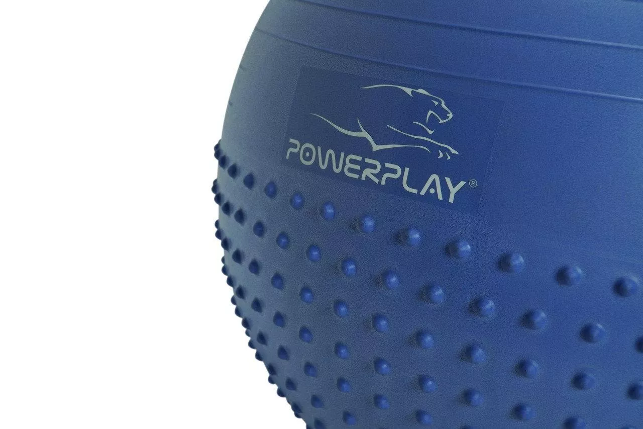 Фитбол полумассажный PowerPlay 4003 65cm Gymball Синий + насос