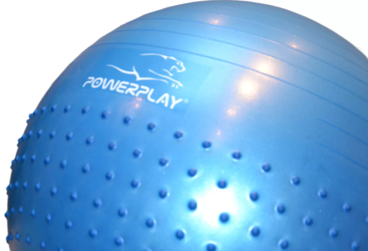 Фитбол полумассажный PowerPlay 4003 65cm Gymball Синий + насос