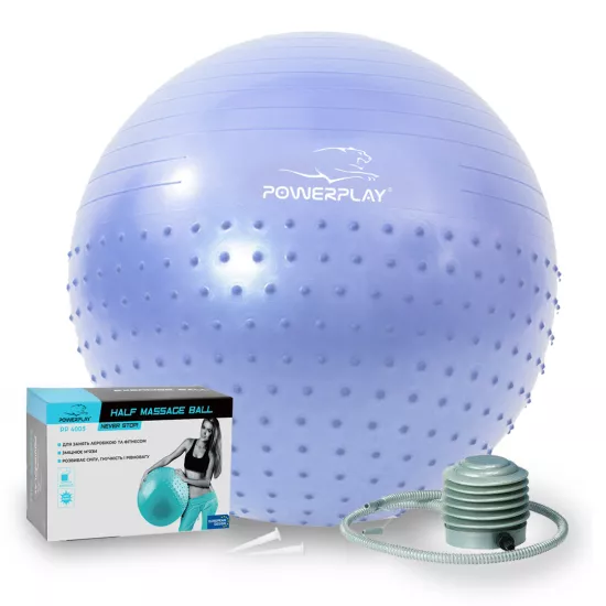Фітбол напівмасажний PowerPlay 4003 Ø75 cm Gymball Sky Blue + помпа