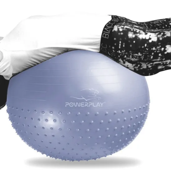 Фітбол напівмасажний PowerPlay 4003 Ø75 cm Gymball Sky Blue + помпа