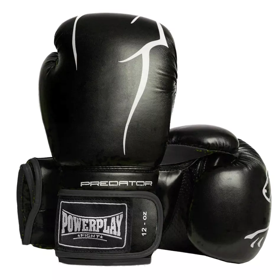 Боксерские перчатки PowerPlay 3018 Jaguar Черные 8 унций