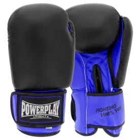 Боксерские перчатки PowerPlay 3004 Classic Черно-Синие 10 унций