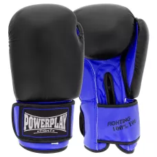 Боксерские перчатки PowerPlay 3004 Classic Черно-Синие 16 унций