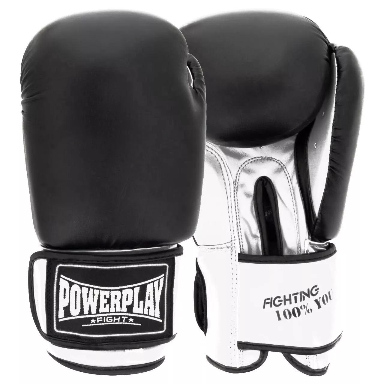 Боксерские перчатки PowerPlay 3004 Classic Черно-Белые 10 унций
