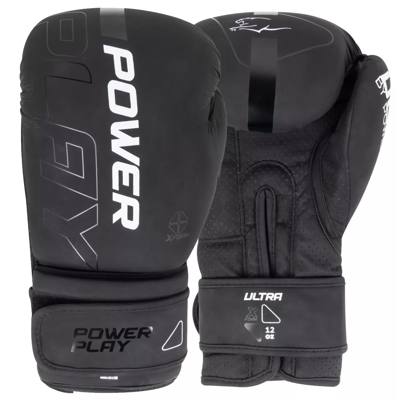 Боксерские перчатки PowerPlay 3024 Ultra Mat Черно-Белые 8 унций