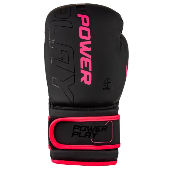 Боксерские перчатки PowerPlay 3024 Ultra Mat Черно-Розовые 8 унций