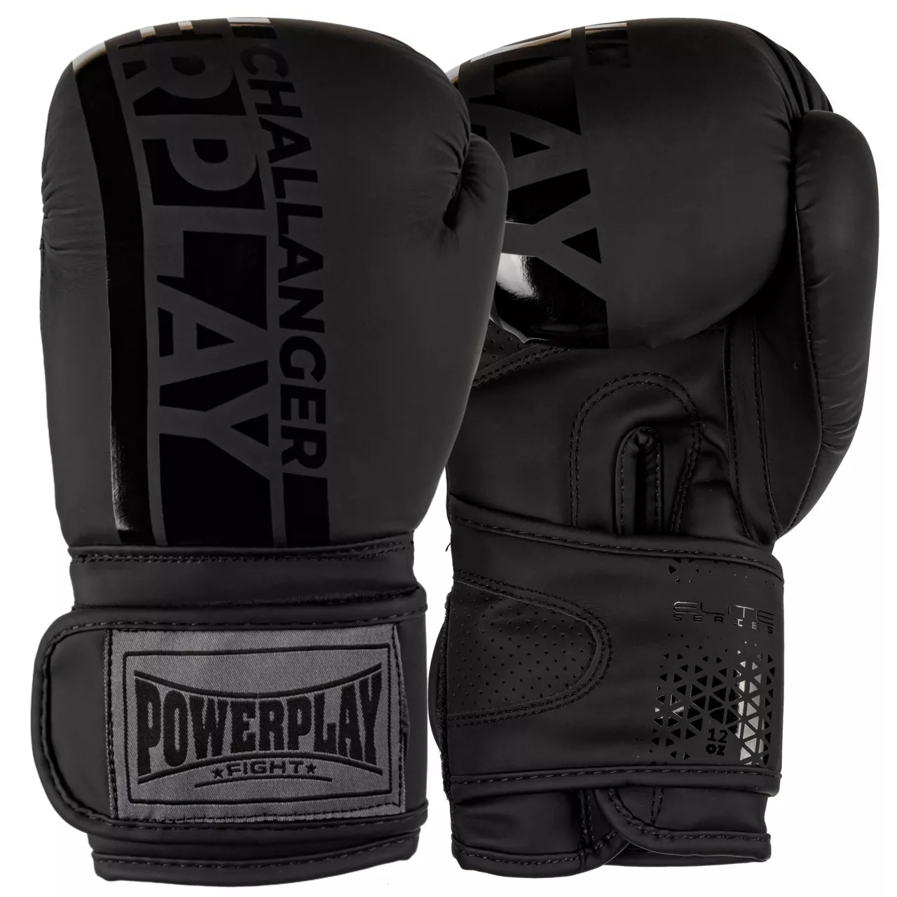 Боксерские перчатки PowerPlay 3086 Matt Challenger Черные 10 унций