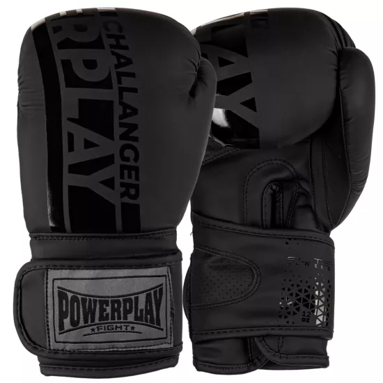 Боксерские перчатки PowerPlay 3086 Matt Challenger Черные 10 унций