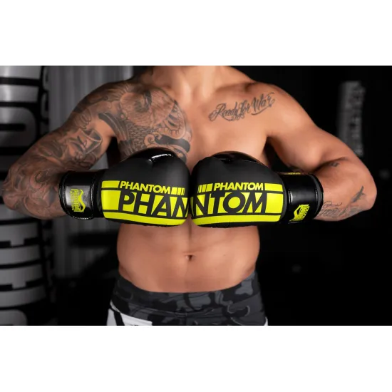 Боксерські рукавиці Phantom APEX Elastic Neon Black/Yellow 10 унцій