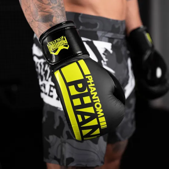 Боксерські рукавиці Phantom APEX Elastic Neon Black/Yellow 10 унцій