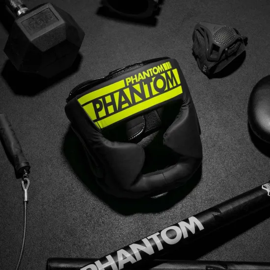 Боксерський шолом Phantom APEX Full Face Neon One Size Black/Yellow-універсальний