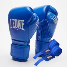 Боксерские перчатки Leone Greatest Blue 10 унций (бинты 4 м. в комплекте)