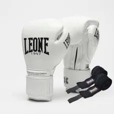 Боксерские перчатки Leone Greatest White 16 ун. (бинты 4 м. в комплекте)
