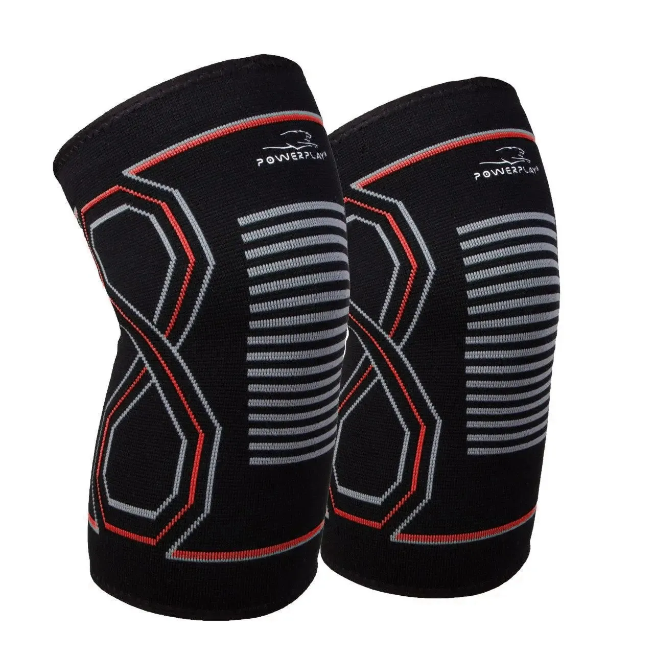Наколенники спортивные PowerPlay PP-4099 Knee SupportЧерно/Красные (2шт)-S/M