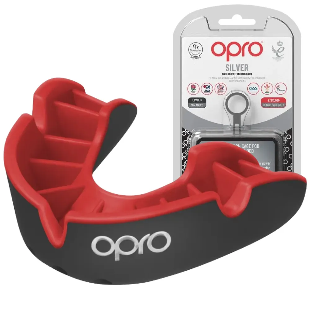 Капа OPRO Silver Black/Red-детская