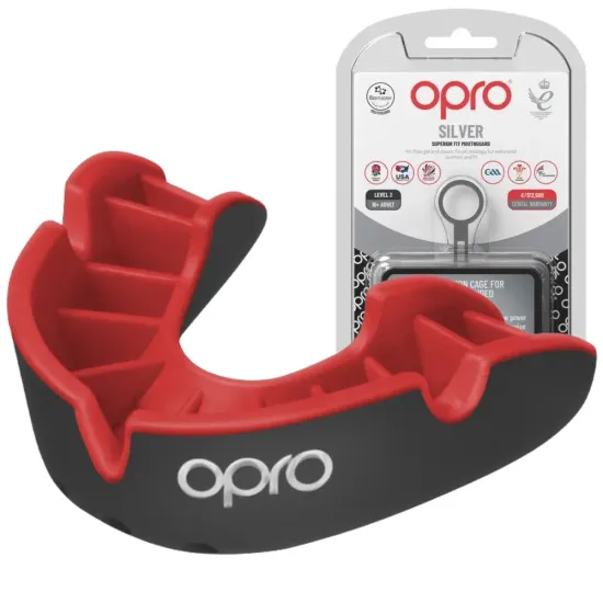 Капа OPRO Silver Black/Red-детская