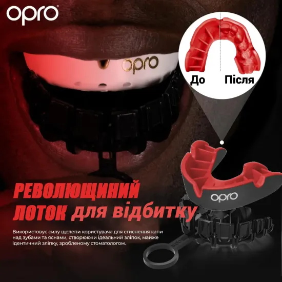 Капа OPRO Silver Black/Red-детская