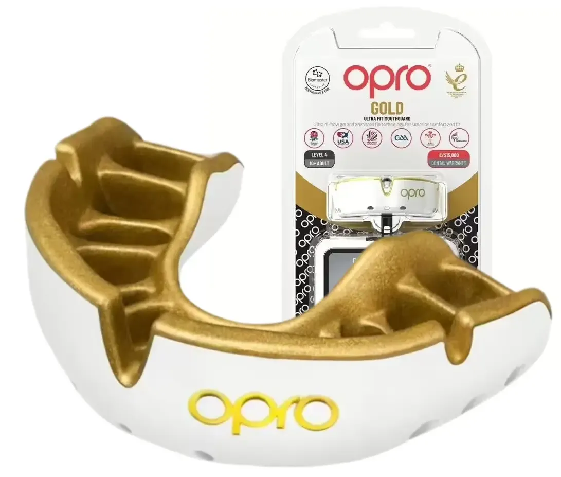 Капа OPRO Gold White/Gold-детская