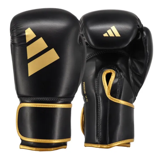 Боксерские перчатки Adidas Power 100 Черно-золотые-10 унций